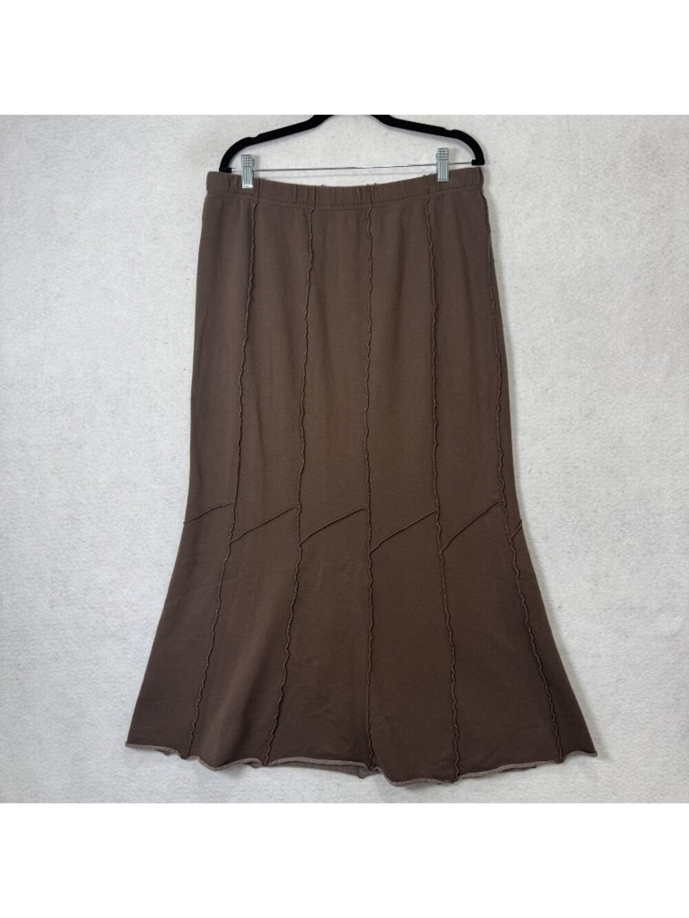 Wild Palms Skirt Womens Large Brown A Line Long Elastic Waist French Terry